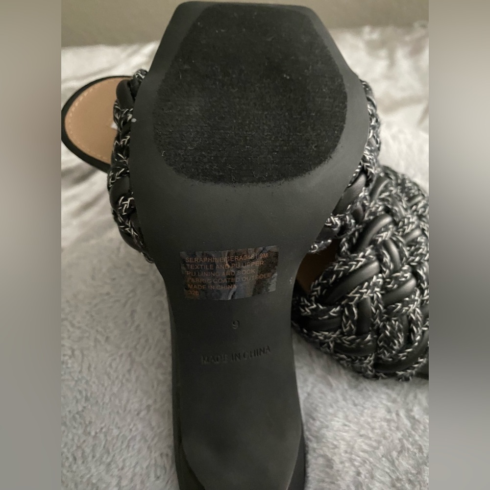 Seraphine Black square toe woven sandals. Never worn. - Picture 2 of 3